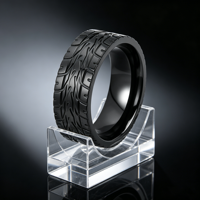 Bague Tizti en zirconium noir pour homme, style moto, vente en gros, bijoux contemporains en métal, anneaux en zirconium inaltérables