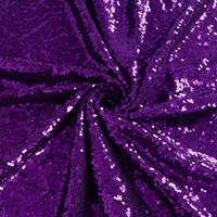 Tissu en maille à sequins violets brodés, dentelle plate extensible ronde de 3 mm, idéal pour les robes de mariée africaines et les nappes scintillantes – Vente chaude