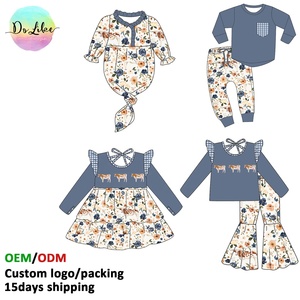 Abbigliamento Personalizzato per Bambini Vestiti Autunno Inverno per Bambine con Ricamo di Mucca Abiti con Volant per Bambine dai 2 ai 14 Anni - Product Image 1