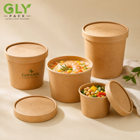 Bols à soupe en papier kraft imprimés sur mesure avec couvercles, contenants alimentaires jetables 8oz 12oz 16oz 24oz, emballage pour salades, déjeuners et plats à emporter