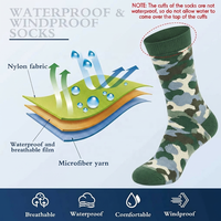 Chaussettes imperméables camouflage pour hommes et femmes, mi-mollet, pour la chasse, la randonnée, la pêche, le ski, le cyclisme, coupe-vent, respirantes, gardent les pieds au sec