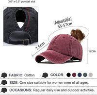 Wins Flying 6 Panel Dames Ponytail Geruite Gedragen Baseball Cap met Aangepaste Geborduurde Logo Gewassen Baseball Cap Hoed