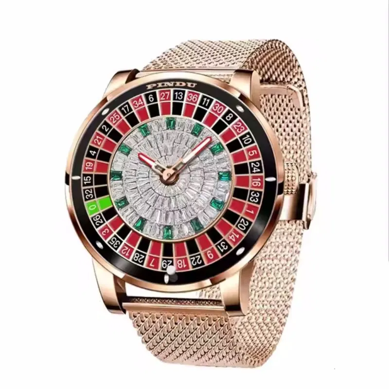 Hot Sell Luxury Japanese Movement Roulette Wheel Spinning Men's Mechanical Wrist Watch In Stock Watches Casino