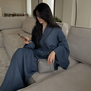 navy blue dress for baby girl Muslim Women Winter Fall Abaya Dress – Urgarment main image 0