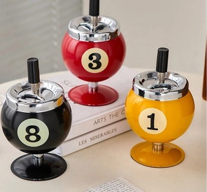 Boule de stockage créative en métal portable en forme de billard avec cendrier de table sur pied pour cendrier intérieur extérieur - Product Image 4