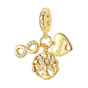 MULA Golden Series-Pendentif arbre généalogique en argent 925 doré Charms Zircon Design fin Bijoux personnalisés pour enfants Cadeau de fête - Product Image 1
