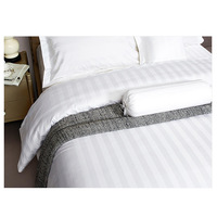 Parure de lit de luxe 100 % coton tissé satiné à rayures brodées, 300 fils, style uni, personnalisable, taille King/Queen, pour hôtels