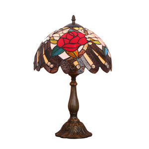 Lámpara de Mesa de Flores de Peonía de Doble Color Estilo Europeo, Vidrio Teñido Romántico Cálido Color Vainilla para Estudio y Cafetería, Voltaje de Entrada de 5V - Product Image 2