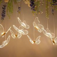 Décorations modernes d'extérieur en acrylique écologique pour mariage, papillons, avec éclairage LED blanc chaud/froid, lampe de sol AC dorée