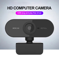 PYJ Webcam 1080P Full HD, Kamera Web Mini Komputer PC dengan Mikrofon Berkendara Gratis untuk Siaran Langsung Video