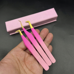 Pinzas de extensión de pestañas de agarre fuerte de acero sostenible Pinzas de pestañas hechas en Pakistán con etiqueta privada recubierta de color de dos tonos - Product Image 1