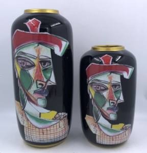 Tarro de almacenamiento retro de lujo Tarro de cerámica Forma especial Patrón humano Florero de cerámica negro - Product Image 2