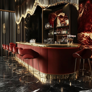 طاولة بار فاخرة فاخرة من HUALIN للبار والبار والفندق ، طاولة بار معدنية فاخرة من الحجر المتكلس والرخام - Product Image 6