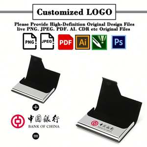 Porte-cartes de visite personnalisé en cuir et aluminium, étui à cartes avec fermeture à clip pour hommes et femmes, pour le rangement des cartes de crédit - Product Image 2