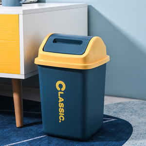 Cubo de basura clásico con tapa abatible de 10L, rectangular, para interiores, para el hogar, la oficina, la cocina y el baño. - Product Image 1