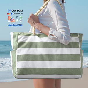 Tùy Chỉnh Quá Khổ Vải Túi Xách Bán Buôn Mua Sắm Mang Theo Túi Du Lịch Tái Sử Dụng Sọc Bãi Biển <span class=keywords><strong>Tote</strong></span> Túi Cho Phụ Nữ Cotton Sang Trọng - Product Image 6