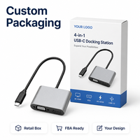 USB C Bağlantı İstasyonu 4'ü 1 Arada HDTV 4K30Hz VGA 1080 60Hz Çift Ekran PD100W 85W USB 3.0 5Gbps Alüminyum Dizüstü Bilgisayar Telefon TV için