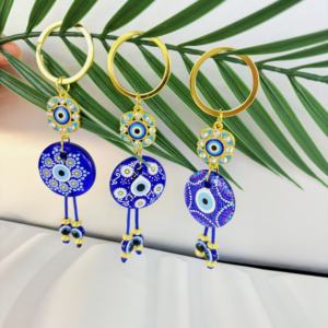 Pendentif perle mauvais œil bleu turc, <span class=keywords><strong>porte</strong></span>-clés perlé transfrontalier, décoration murale en verre artisanal oeil du diable - Product Image 4