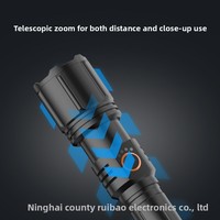 Nouvelle lampe torche LED transfrontalière avec alarme, sortie USB, portée de 500 m, zoom, éclairage laser blanc pour patrouille extérieure