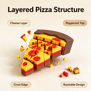 Jouet anti-stress en forme de pizza imprimé en 3D FUSEJOY - Product Image 4