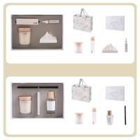 Coffret Cadeau Personnalisé de Luxe Fait Main pour l'Aromathérapie – Bougie Parfumée et Diffuseur à Bâtonnets Non Toxiques en Pot de Verre – Idéal Pâques, Anniversaire, Diwali, Fêtes