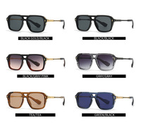 Lunettes de pilote pour homme Lunettes de soleil rétro à double faisceau Lunettes de soleil carrées en métal noir mat Lunettes de soleil dégradées vintage