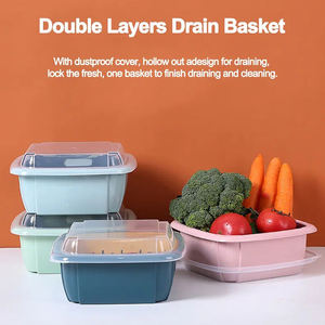 Colador de Cocina <span class=keywords><strong>3</strong></span> en 1, juego de cuencos con tapa, cesta de drenaje de doble capa para el hogar - Product Image 6