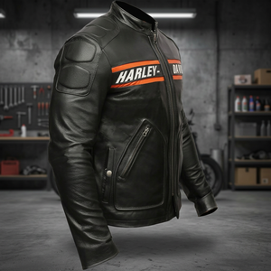 Chaqueta de motociclista de cuero genuino de vaca para hombre, chaqueta de motociclista personalizada para carreras, chaqueta de cuero con cuello alto y cremallera para motociclistas. - Product Image 5