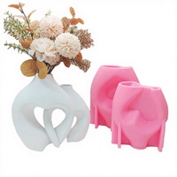 Moule en silicone en forme de cœur, design vase creux, facile à démouler, multi-usage pour béton, gâteau, plâtre, arrangement floral, décoration artistique