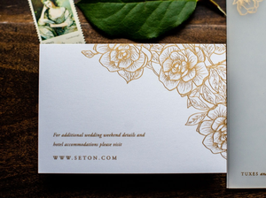 INVITATIONS DE MARIAGE EN ACRYLIQUE givrées en feuille <span class=keywords><strong>d</strong></span>'<span class=keywords><strong>or</strong></span> ORCHIDÉE de luxe avec <span class=keywords><strong>d</strong></span>étail en relief doré Cartes <span class=keywords><strong>d</strong></span>'information et enveloppe RSVP - Product Image 6