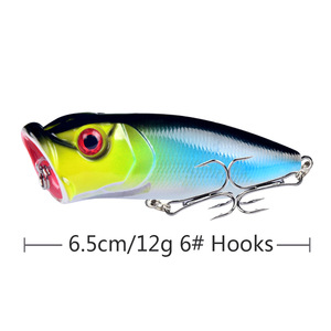 Bán buôn cứng nhựa nước mặn seabass GT cá ngừ lure bán buôn 6.5cm 12g <span class=keywords><strong>Topwater</strong></span> nổi lớn Popper thu hút - Product Image 5