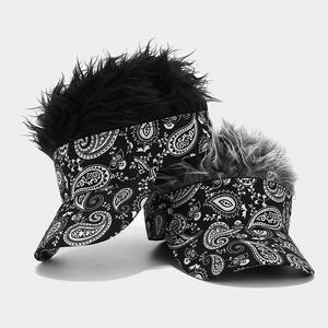 Gros drôle hommes pare-soleil casquette cheveux polynésie impression perruque visière casquette pour sport cyclisme voyage quotidien fête utilisation pour l'extérieur - Product Image 1