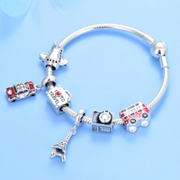 Breloques en Argent Sterling 925 pour Bracelets, Charms de Voyage Avion Train Bus Valise, Perles DIY, Fabricant de Breloques Chat Porte-Bonheur Personnalisées
