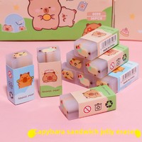 1 Buah Penghapus Sandwich Karet Berbentuk Capybara Desain Kartun Lucu untuk Siswa Menghapus dengan Rapi Alat Tulis yang Dibungkus Secara Individual