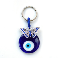Breloques en verre, pendentifs, porte-monnaie, porte-clés, ornements suspendus, bijoux, œil turc bleu, motifs hibou, papillon, éléphant, tortue