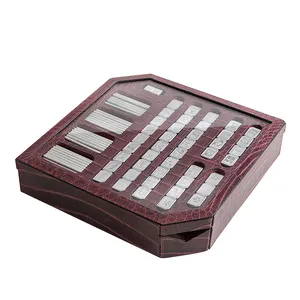 Customize Logo leather Mahjong Case Metal dominoes box leather Chip box