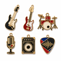Ensemble de pendentifs personnalisés en émail souple sur le thème de la musique rock (guitare, batterie, microphone) couleur or pour la fabrication de bijoux DIY, vente en gros