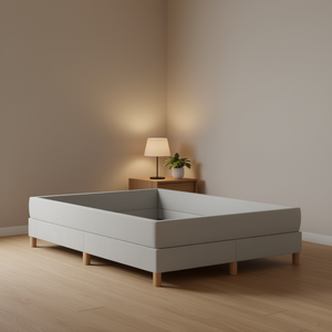 Letto Imbottito Grigio Chiaro con Struttura in Tessuto, Design Minimalista, Telaio in Legno, Arredamento Camera da Letto - Product Image 2