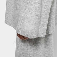 Ensemble 2 pièces sur mesure en tricot premium, pull gris ample et jupe longue, vêtements pour femmes musulmanes, collection hiver, vente en gros