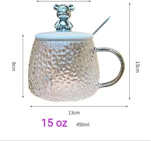 Taza de Vidrio Transparente Inthetrend con Diseño de Osito, 400 ml, Reutilizable, con Tapa Antiderrames y Cuchara, con Logotipo Personalizado, para Oficina, Hogar y Uso en Exteriores, Venta al Por Mayor - Product Image 5
