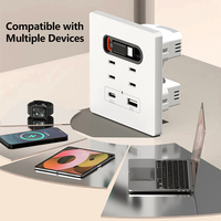 20W-Typ C USB-Buchse Multifunktion ales Power Wall Panel mit einziehbarem Ladekabel AC-Steckdose 16A Nennstrom-Steckdosen leiste