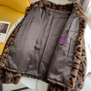 Cappotto invernale Casual da <span class=keywords><strong>donna</strong></span> di lusso con stampa leopardata 100% vera giacca di visone Full Skin - Product Image 5