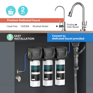 Arrêt automatique de l'eau pour un placement facile, filtre à eau de robinet à changement rapide sous l'évier, arsenic - Product Image 3