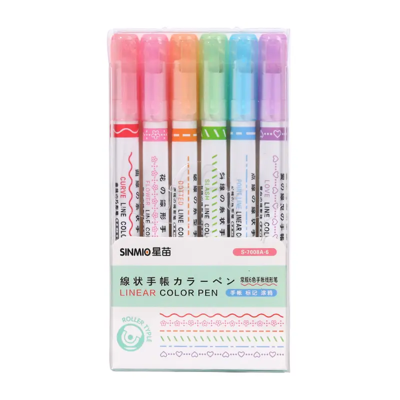 Net Red Wholesale 8/6 Color Creative Fluorescent Curve Fancy Pen Floral Outline Pen Quick Dry Watercolor Pen fineliners set