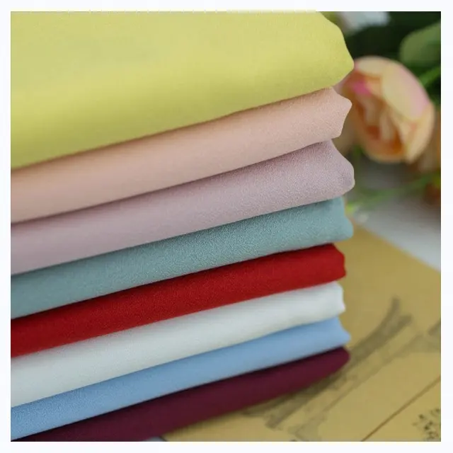 2023Hot sale75D 100D 150D Polyester Satin Chiffon Fabric For Clothes Pajama Shirt Micro Elastic Fabric