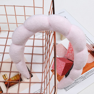 Bandeau torsadé en éponge pour femme, accessoire de maquillage et de bain, rose, noir, blanc, bleu, en velours doux, style couronne haute - Product Image 2