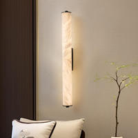 Applique Murale Moderne en Marbre, Laiton et Cuivre, Lampe de Salon, Couloir de Villa et Hôtel, Alabâtre Espagnol de Luxe, 60 cm de Long