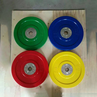 Équipement de fitness commercial pour salle de sport : Poids de compétition robustes, colorés et calibrés, avec plaques de prise en charge pour haltères