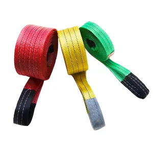 3 Ton 5 Ton 10 Ton 20 Ton 2t Polyester Webbing Sling Web Belt Color Code Container Lifting Sling With Flat Eye