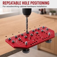 Gabarit de perçage 2-en-1 pour tiges de fixation d'étagères et poignées de porte (5 mm) pour quincaillerie d'armoires, outils de menuiserie DIY pour chevillages
